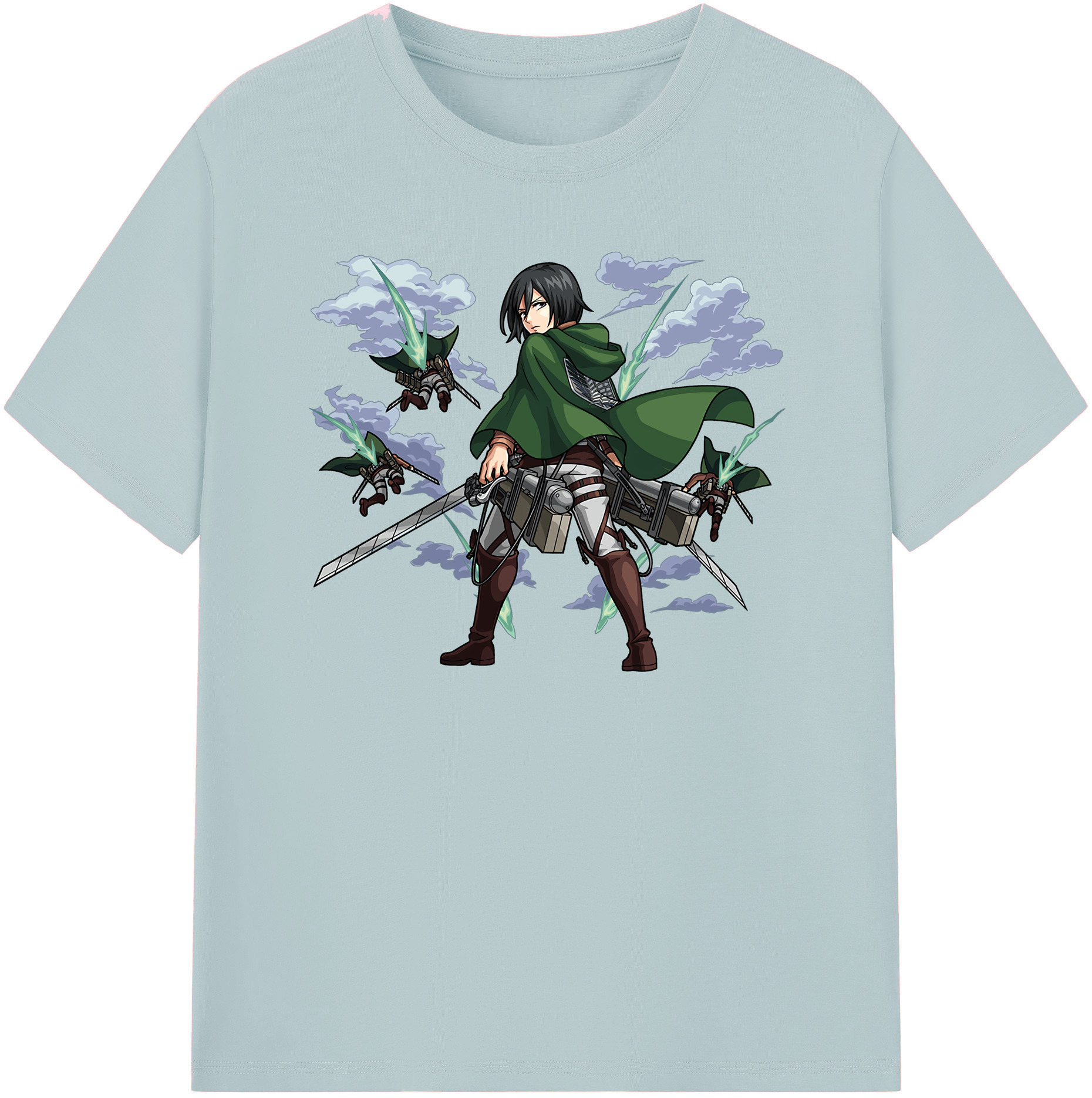 （画像用） 進撃の巨人 ミカサ·アッカーマン Attack on Titan Mikasa Ackerman 綿100％半袖Tシャツ（フロントプリント）